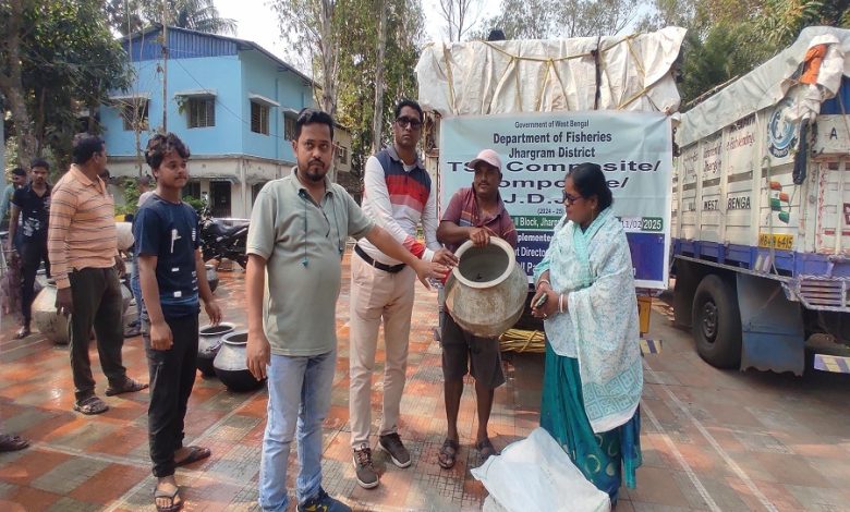 Administration distributes seedlings to fish farmers in Jhargram