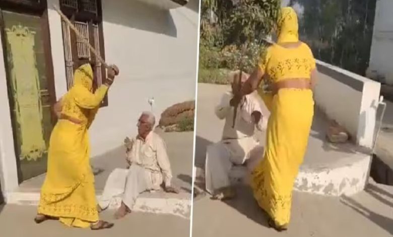 Bijnor Shocker: Woman Beats Elderly Father-in-Law With Sticks Over Property Dispute, Police Responds After Video Goes Viral