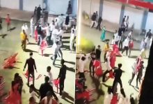 Wedding party turns into a battlefield over DJ playing music! Chairs thrown and vandalized, watch the video