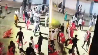 Wedding party turns into a battlefield over DJ playing music! Chairs thrown and vandalized, watch the video