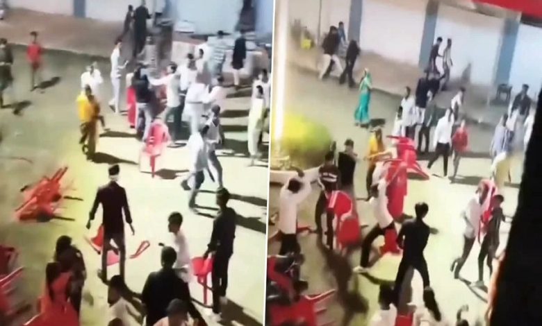 Wedding party turns into a battlefield over DJ playing music! Chairs thrown and vandalized, watch the video