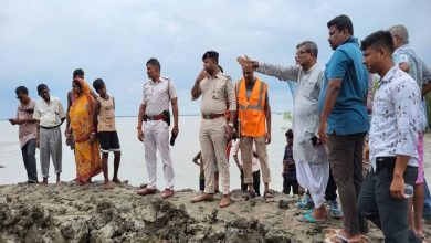 State Sundarbans Development Minister Bankim Hazra inspects eroded river embankment