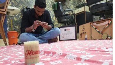 Toothpick Flag: Artist Crafts Mini Indian Flag on Tiny Canvas