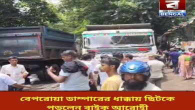 Jhargram biker-knocked-down-by-reckless-dumper