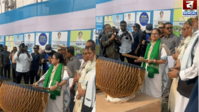 mamata-banerjee-plays-madal-gazole-rally-malda-visit