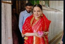 Kangana Ranaut in Traditional Attire at Kalighat